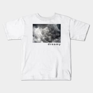Dreamy Clouds Aesthetic Black and White Kids T-Shirt